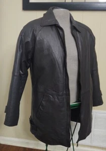 PHASE 2 LEATHER Coat Jacket Mens Size M black zippered EUC - Picture 1 of 12