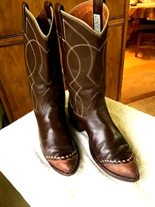 Nocona-Lizard Toe-Cowboy Boots-Womens-6 1/2 A-Chocolate Brown-$10 Shipping! - Picture 1 of 10