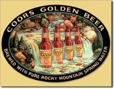 COORS GOLDEN BEER WATERFALL BREWIANA TIN SIGN 12.5 x 16 - Image 1 of 4