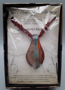 The Artesian Collection GLASS PENDANT HandBlown necklace + bonus SUEDE cord NIB - Picture 1 of 14