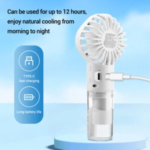 2 in1 Handheld Water Spray Mist Fan Rechargeable Portable Mini Fan Cooler Fan - Picture 1 of 14