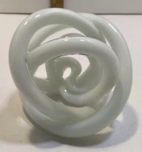 Abstract White Art Glass Infinity Knot Orb Sculpture Modernist Murano? - Picture 1 of 7