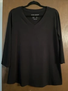 Susan Graver Modern Regular Liquid Knit Tunic Top Size Medium A390481 Black - Picture 1 of 4