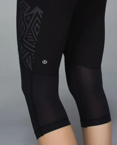 Lululemon Stash It Crop Black Leggings Reflective Size 6 Luxtreme Pockets EUC! - Picture 1 of 23