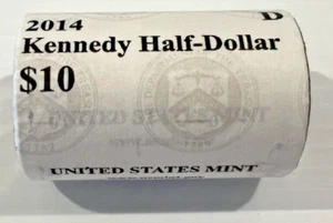 2014-D JFK Kennedy Half Dollar US Mint Uncirculated $10 BU Roll 20 Coins - Picture 1 of 4