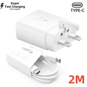 45W Super Fast Charger Plug USB C-C Cable Samsung S23 Ultra S23+ S23 S22 S21 S20 - Picture 1 of 7