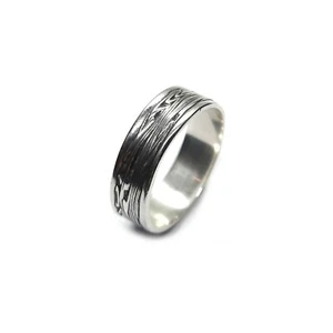 Handmade Sterling Silver Ring Band 8mm Wide Genuine Solid Stamped 925 - Picture 1 of 4