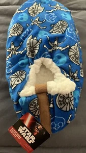 NEW W/Tag STAR WARS MILLENNIUM FALCON BLUE FUR LINED SLIPPERS Size M/L  7.5-9.5 - Picture 1 of 5