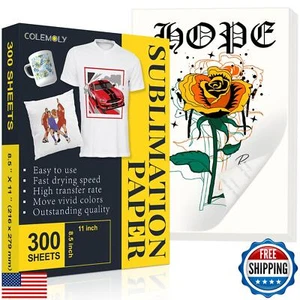 Colemoly Sublimation Paper 8.5x11, 300 Sheets Heat Transfer Paper for Any Ink - Picture 1 of 5