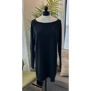 Athleta Scoop Neck Merino Wool Dress Large Petite Black Long Sleeve Scoop Neck - Picture 1 of 6