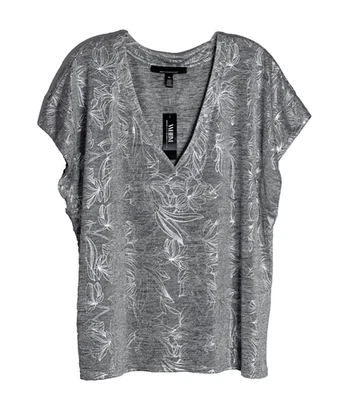 Camiseta Top Mujer Casa Blanca Mercado Negro Floral Metálica Manga Corta XL Plateada Foto 1 de 4