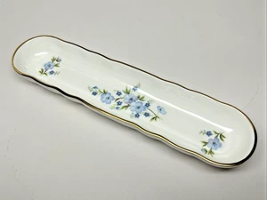 Vintage ARISTOCRAT BONE CHINA Handmade BLUE FLORAL MINT TRAY 8.5" England - Picture 1 of 8