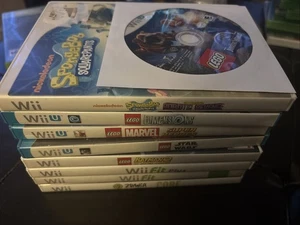 Lote de juegos Nintendo Wii U / Wii 9 paquete Lego Star Wars Batman Marvel Bob Esponja - Imagen 1 de 3