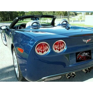 Cubiertas de luces traseras ACC para Chevy Corvette 2005-13 estilo llama acero inoxidable/pulido - Imagen 1 de 5