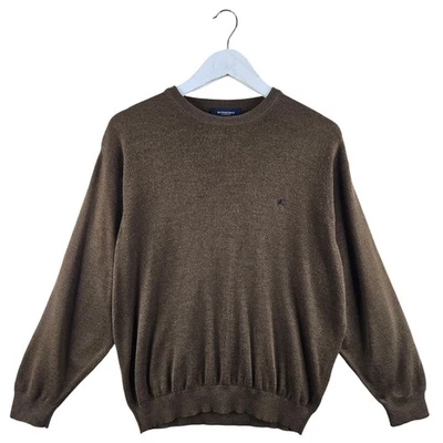 Vintage Burberry Mens Brown Jumper Crew Neck Elbow Patches Size 6 UK Large L - Image 1 of 4