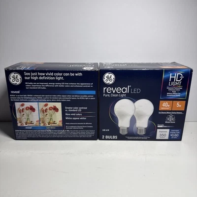 GE Reveal HD+ LED Light Bulbs 40 Watts A19 Bulbs 2 packs 4 bulbs  - Image 1 of 4