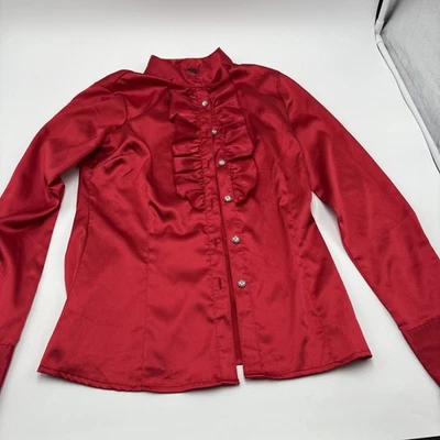 IZ Byer California Blouse Women’s Size Small Red Diamond Shaped Buttons - Image 1 of 4