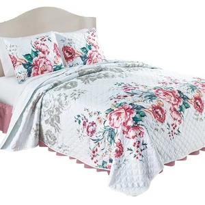 Elegant Roselle Colorful Roses Design Oversized Quilt - Picture 1 of 2