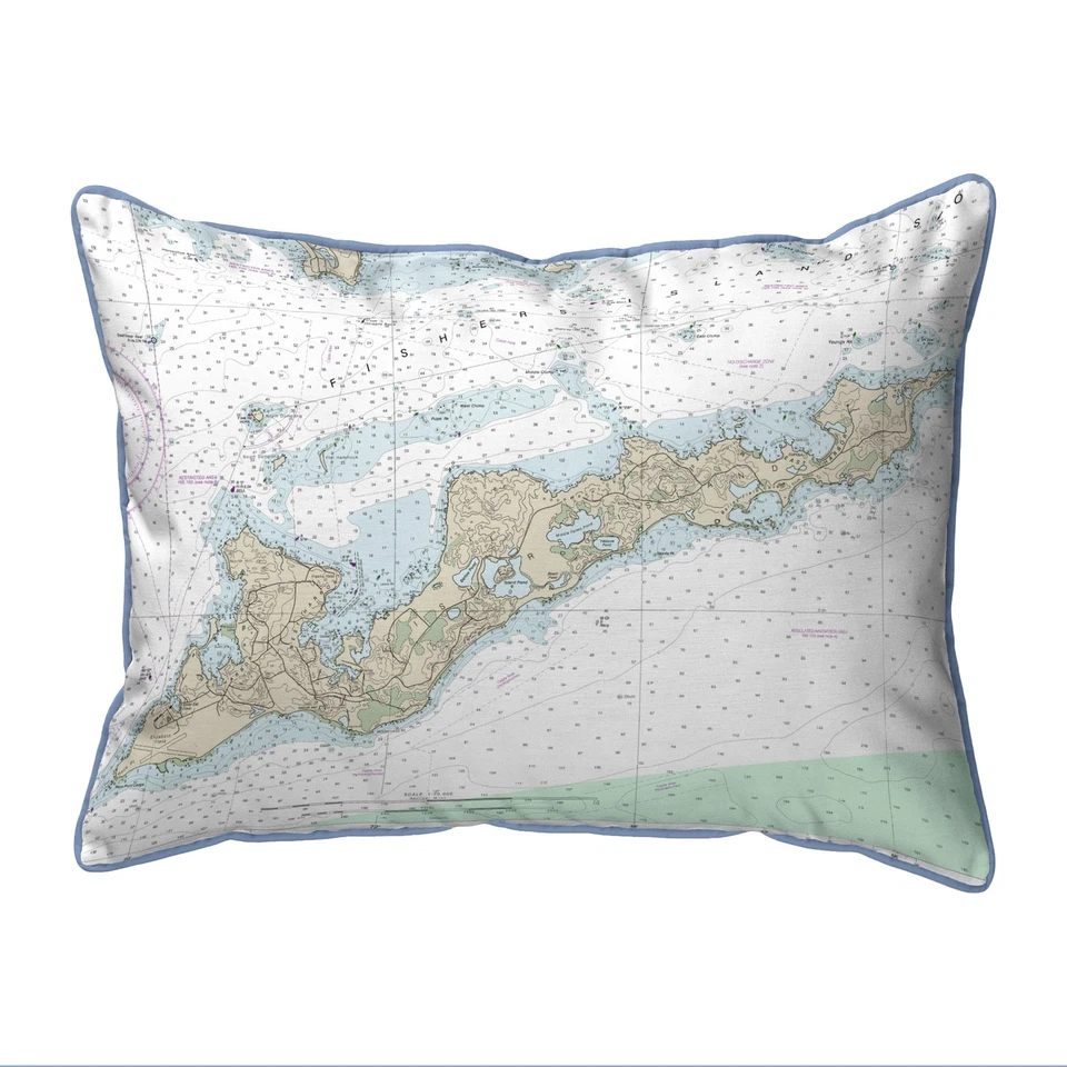 Fishers Island Map Pillow 16x20 – Large Corded Decor Foto 1 de 1