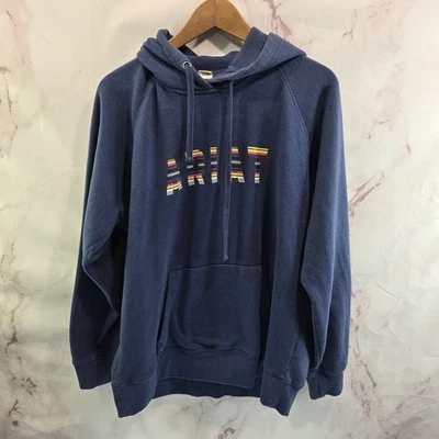 Sudadera con Capucha Ariat Para Mujer Grande Azul Pullover Sudadera Spellout Serape Rayas Reales Foto 1 de 4