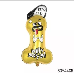 Large Inflatable Foil Balloon Willy Says Dick Hen Do Party Toy Penis Bride - Picture 1 of 1