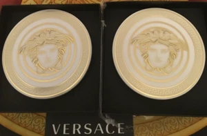VERSACE MEDUSA GOLD COASTER SET OF 2 Gala ROSENTHAL NEW SALE - Picture 1 of 9