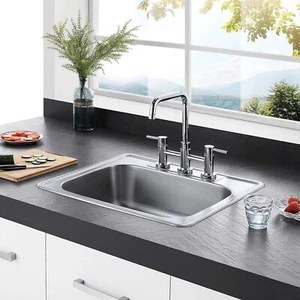 Fregadero de cocina de 25 pulgadas con tres orificios, fregadero de cocina de montaje superior de 25 x 22"" - Imagen 1 de 7