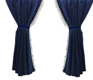 Blaue Kabinengardinen + Dekore 2er Set links und rechts für Volvo FH2 3 oder LKW - Bild 1 von 1