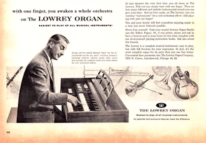 Lowrey Organ Musical Instrument One Finger Orchestra Vintage Print Ad 1959 - Picture 1 of 4