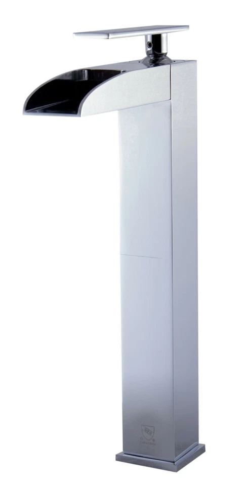 Grifo de baño cascada alto de un solo orificio cromado pulido marca ALFI AB1597-PC Foto 1 de 4
