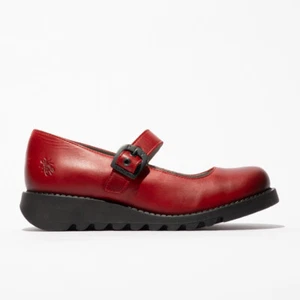 FLY LONDON Women's SAMP 001 Mary Jane Pump, Red Leather, Size EU 37 - Picture 1 of 4