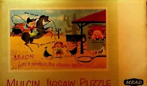 Mulcin Puzzle im Umschlag Vitamine Cowboy Western 1950er Jahre komplett - Bild 1 von 2