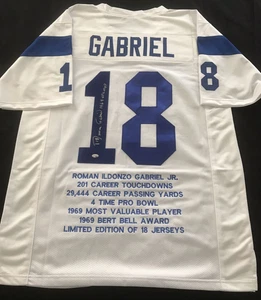 ROMAN GABRIEL Signed Jersey - Los Angeles MVP Inscription + Stats - Rams - Picture 1 of 2