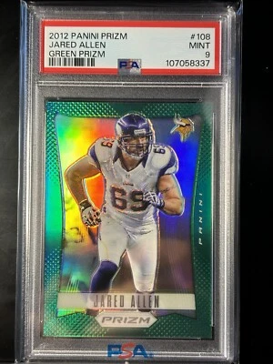 2012 Panini Prizm Football #108 Jared Allen Green Prizm PSA Pop 2 HOF VIKINGS SP - Image 1 of 4