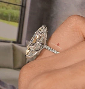 14k White Gold 7.5 CT Marquise Cut Moissanite Solitaire Engagement Ring - Picture 1 of 9