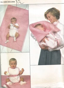 4722 Butterick Sewing Pattern UNCUT Infants Romper Bib Bunting Babies Vintage - Picture 1 of 4
