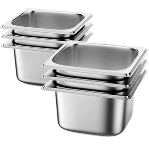 Hotelpfanne 4" Tiefe Dampf Tischpfanne 6er Pack 1/6 Größe Hotelpfanne 22 Stärke Edelstahl... - Bild 1 von 3