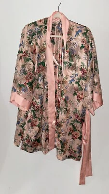 Victoria’s Secret Vintage Bata Kimono Mediana Etiqueta Dorada Floral Satén Bata y Top Foto 1 de 4