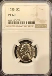 1955-P JEFFERSON NICKEL - NGC PF 69 - OTTIMO DETTAGLIO - 2 - Foto 1 di 2