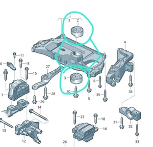 1xSET NEW GENUINE ENGINE LOWER MOUNT FRONT SUBFRAME BUSHES AUDI A3 Q3 TT - Picture 1 of 13