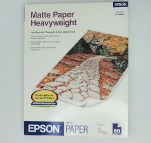 Papel mate Epson pesado NUEVO SELLADO 50 hojas de inyección de tinta 8,5x11 S041257 - Imagen 1 de 6