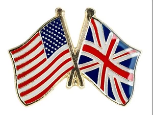 USA & UK FRIENDSHIP Flags Metal Lapel Pin Badge - Picture 1 of 3