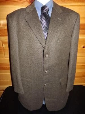 Burberry London 43R Three Button Closure Brown All Wool Sport Coat - Image 1 of 4