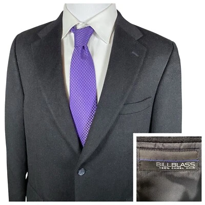 Bill Blass Sport Coat 44L Camel Hair Black Classic Blazer Warm Winter Jacket - Image 1 of 4