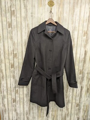 Brooks Brothers 346 Women's Wool Cashmere Belted Black Pea Coat Pockets Size 8 - Image 1 of 4