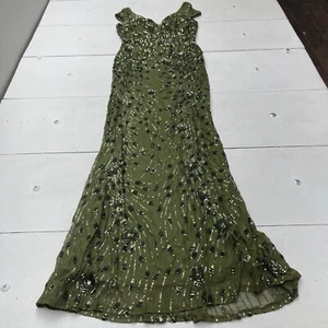Xuibol Olive Green Sequin Mermaid Hem Maxi Party Dress Women's Size Small - Picture 1 of 7