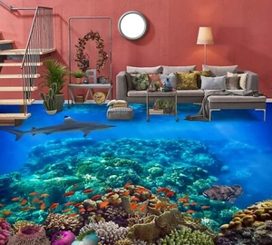 3D Bottom Fish I1087 Floor WallPaper Murals Wall Print Decal AJ Honey 2023 - Picture 1 of 5