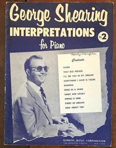 GEORGE SHEARING "INTERPRETATIONS FOR PIANO NO.2" 10 JAZZ PIECES PB SCORE VG+ - Picture 1 of 1