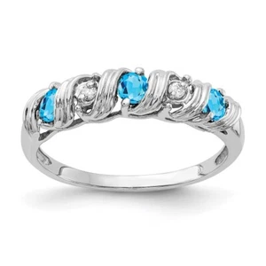 14k White Gold Blue Topaz & Diamond Engagement Ring for Women Size 6 - Picture 1 of 4