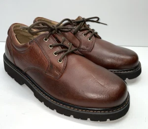 Zapatos Dockers Hombres Defensores de Manchas Cuero Oxford Con Cordones Marrón Talla 8M - Imagen 1 de 9
